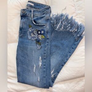 Zara Flower Embroided Flare Jeans - Size 2